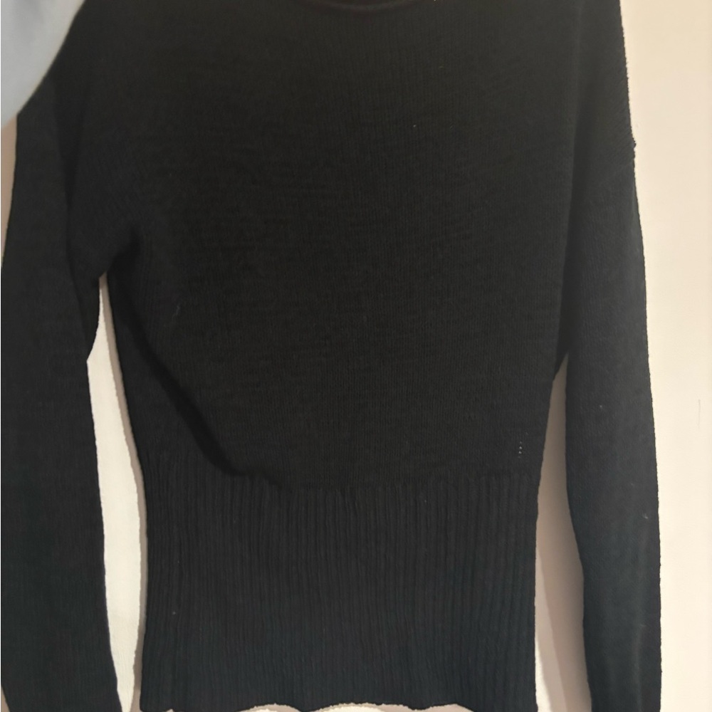 Edikted Black Ribbed-Waist Scoop Neck Sweater